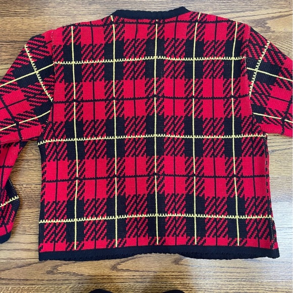 Tally Ho Women's Vintage Sweater Red/Black Plaid Size Large - Picture 7 of 10
